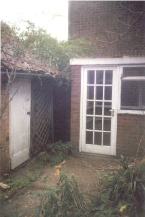 This is a view of what is described as 'the conservative' until further notice. It includes another view of the shed as it was when I moved in.
